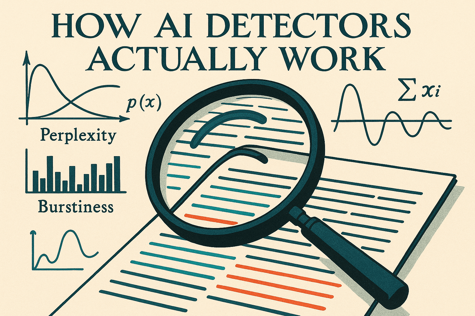 An abstract digital illustration of a neural network analyzing text.
